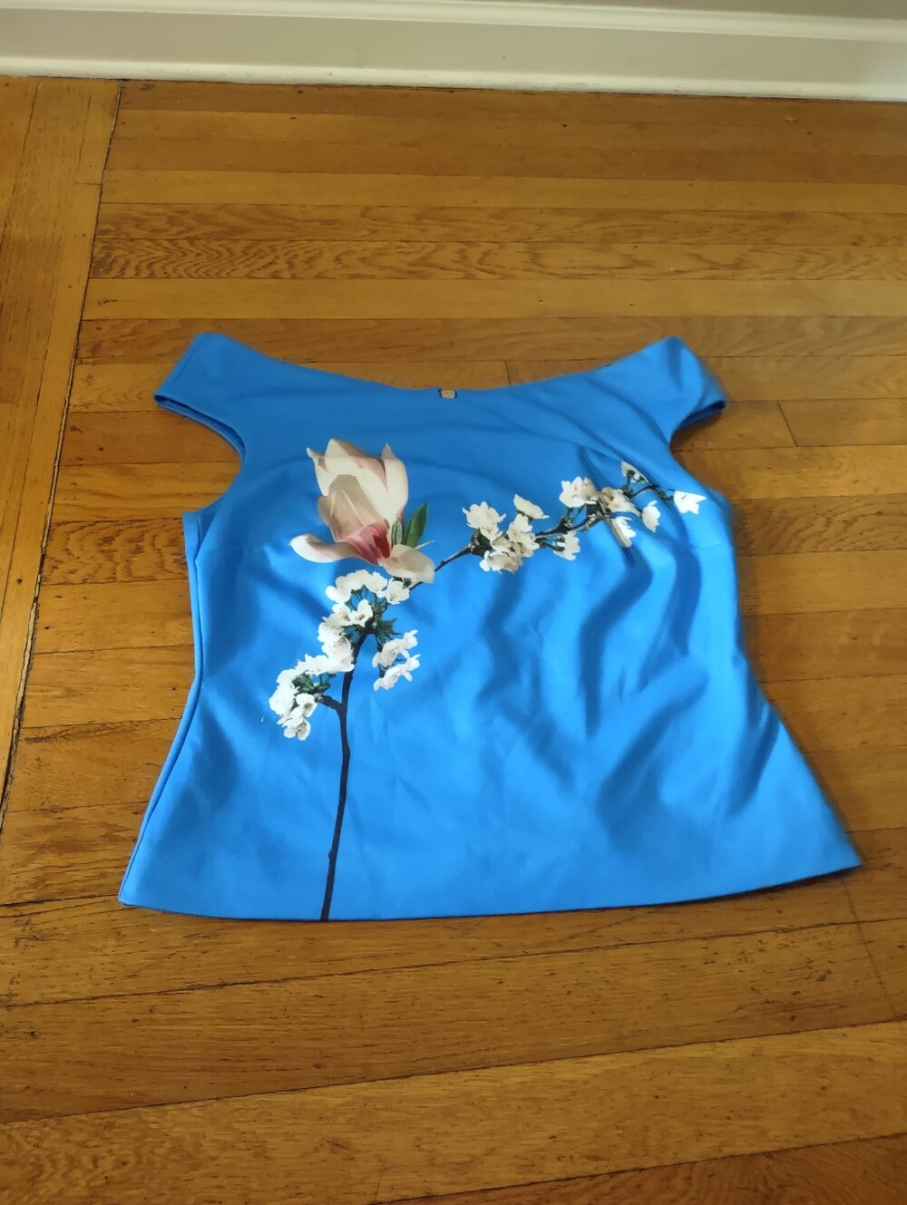 Ted Baker London sky blue floral orchid patterned zip up tank top top Size 3**